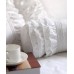 Shabby Chic Multi-Ruffles White Round Bolster Pillow Case Cover Cotton 18" Lace   142906093195